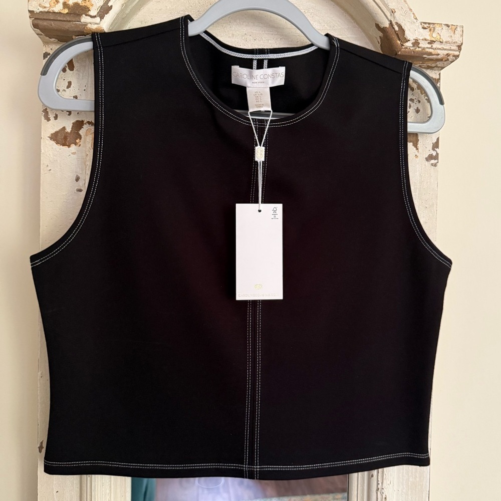 NWT Caroline Constas Black Sleeveless Top Size L